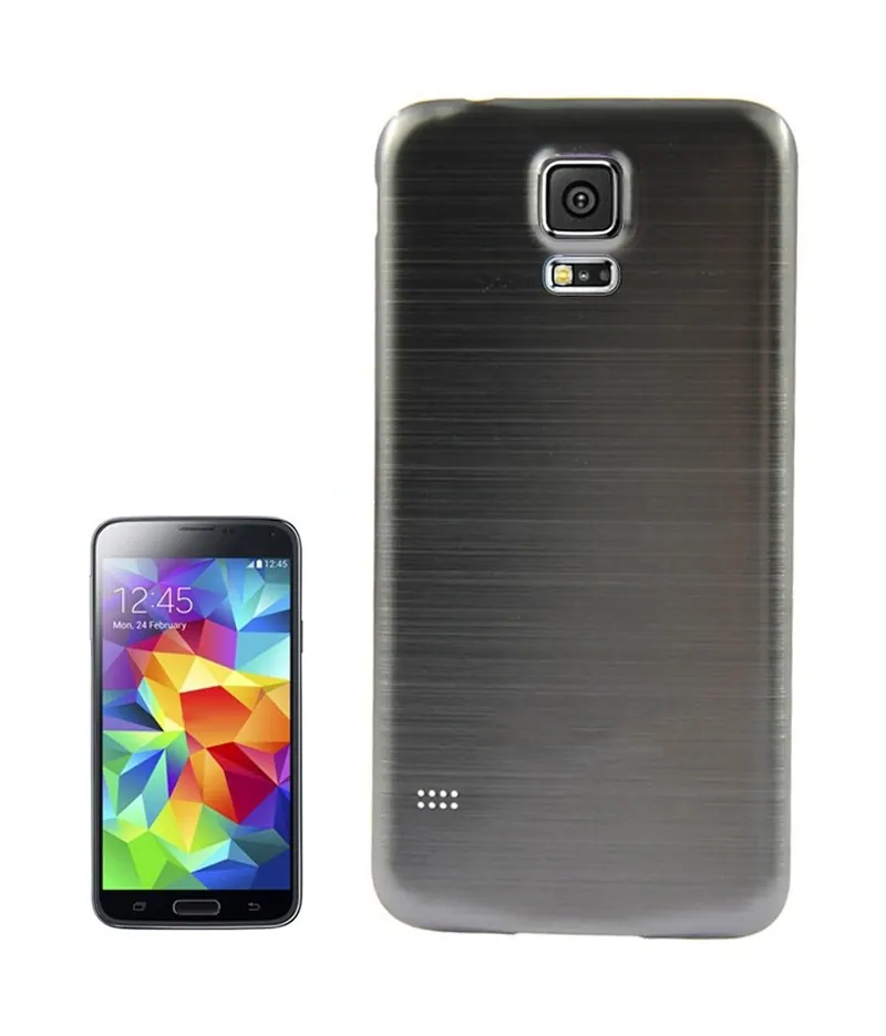 For Galaxy S5 / G900 with Word Metallic + Plastic Combination Battery Cover with White Edge (Grey) — image 1