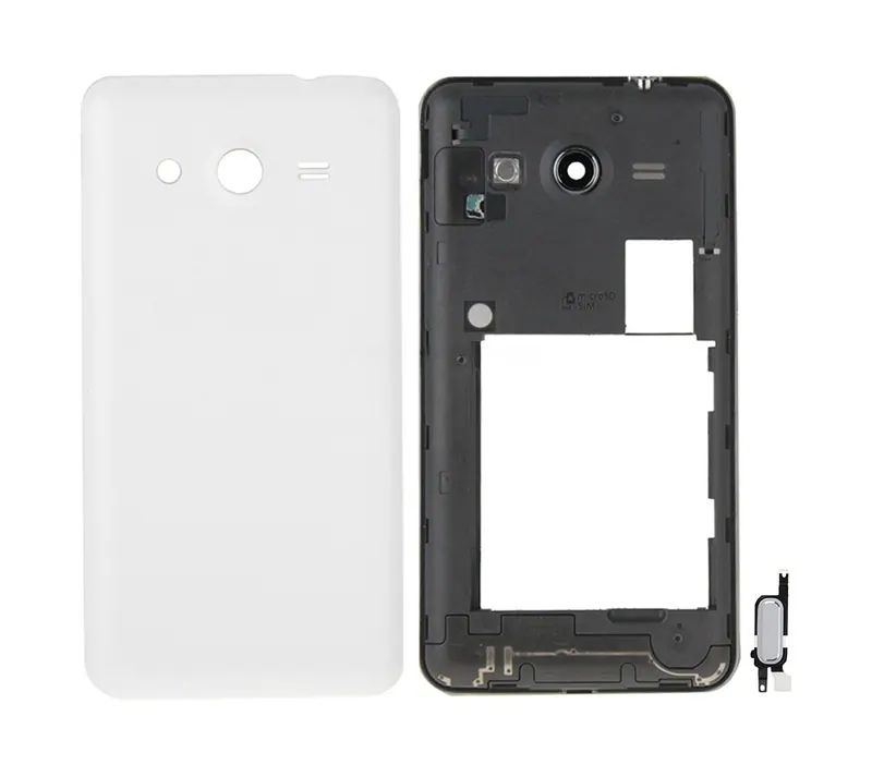 For Galaxy Core 2 / G355 Full Housing Cover (Middle Frame Bezel + Battery Back Cover) + Home Button (White) — image 1