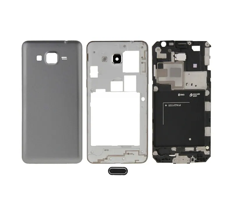 For Galaxy Grand Prime / G530 (Dual SIM Card Version) Full Housing Cover (Front Housing LCD Frame Bezel Plate + Middle Frame Bezel + Battery Back Cover) + Home Button (Grey) — image 1