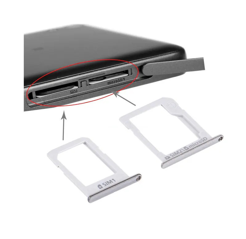 For Galaxy E5 (Dual SIM Version) SIM Card Tray + Micro SD / SIM Card Tray (Silver) — image 1