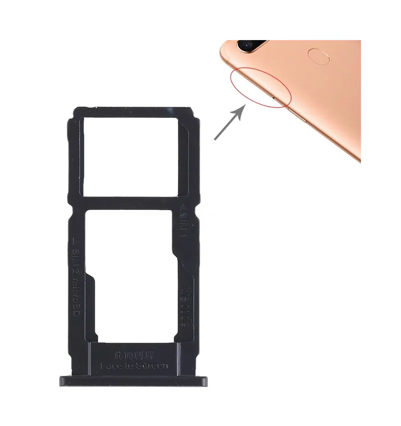 For OPPO R11s Plus SIM Card Tray + SIM Card Tray / Micro SD Card Tray (Black) — image 1