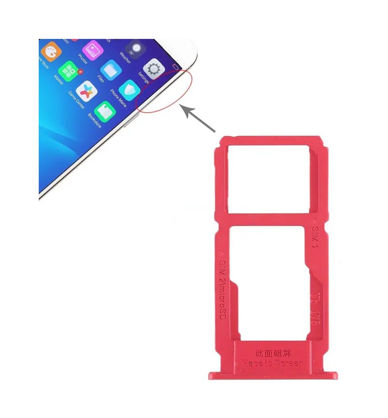 For OPPO R11 SIM Card Tray + SIM Card Tray / Micro SD Card Tray (Red) — image 1