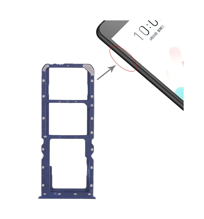 For OPPO A5 / A3s 2 x SIM Card Tray + Micro SD Card Tray (Blue) — image 1