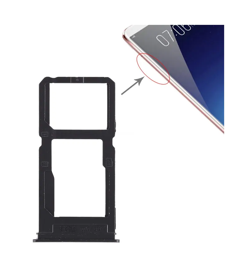 For Vivo X20 Plus SIM Card Tray + SIM Card Tray / Micro SD Card Tray (Black) — image 1