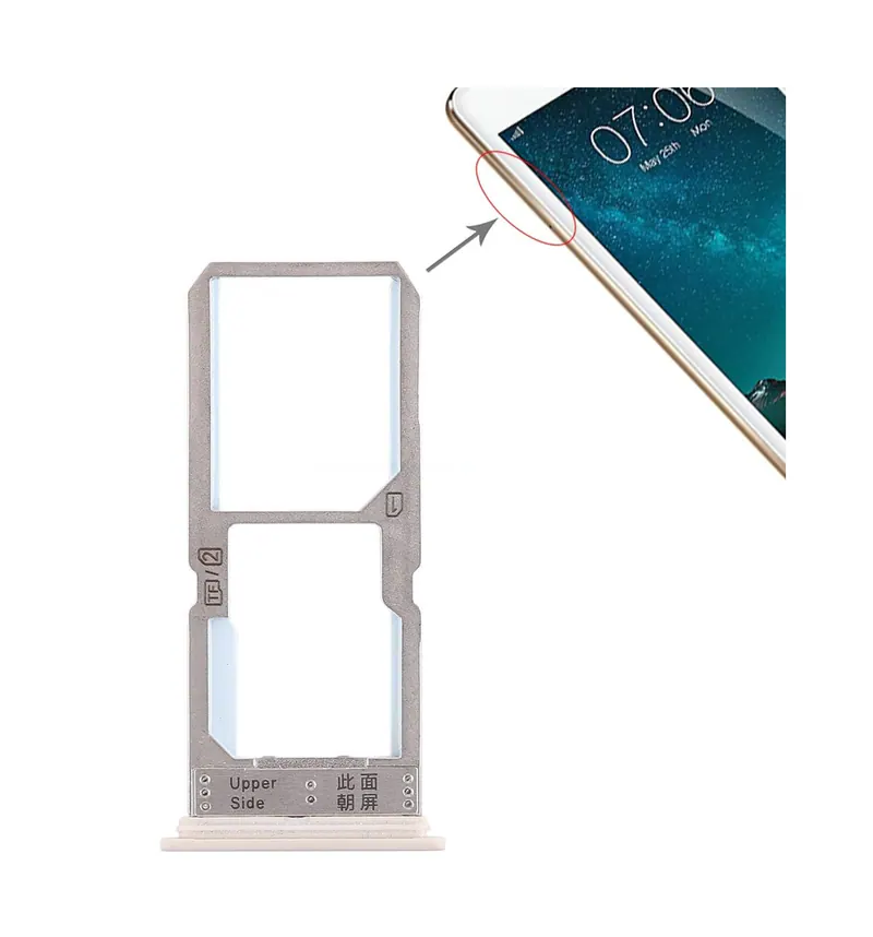 For Vivo Y67 SIM Card Tray + SIM Card Tray / Micro SD Card Tray (Gold) — image 1