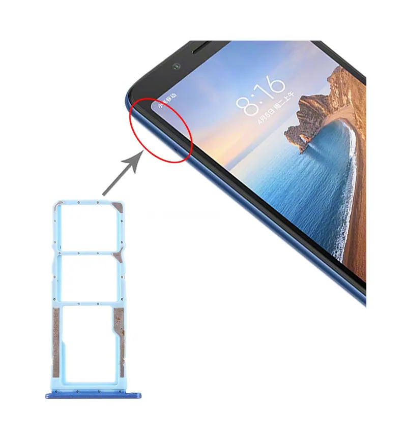 SIM Card Tray + SIM Card Tray + Micro SD Card Tray for Xiaomi Redmi 7A (Blue) — image 1