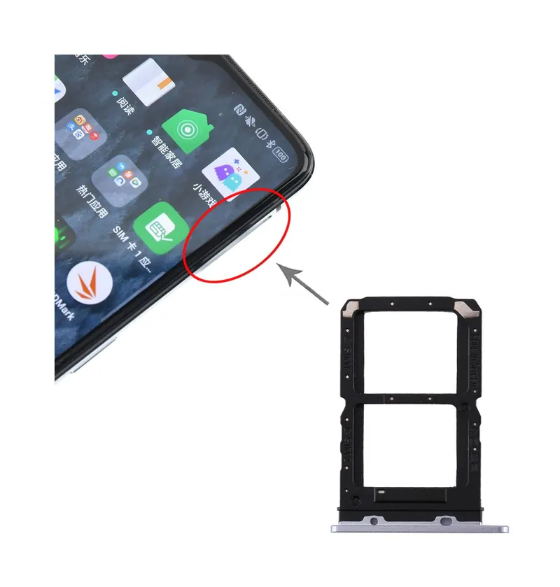 For Realme X2 Pro SIM Card Tray + SIM Card Tray (Silver) — image 1