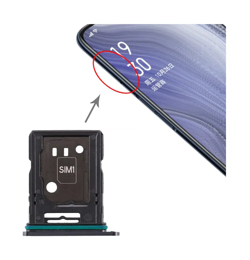 For OPPO Reno 10x zoom SIM Card Tray + SIM Card Tray / Micro SD Card Tray (Black) — image 1