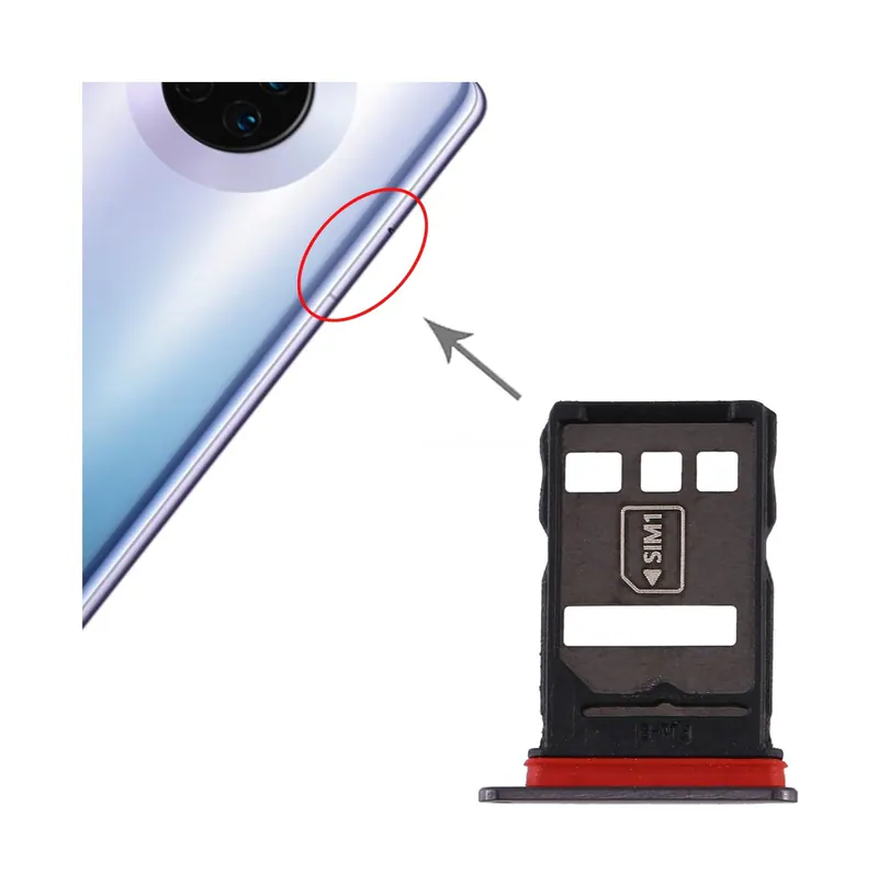 Original SIM Card Tray + NM Card Tray for Huawei Mate 30 (Black) — image 1