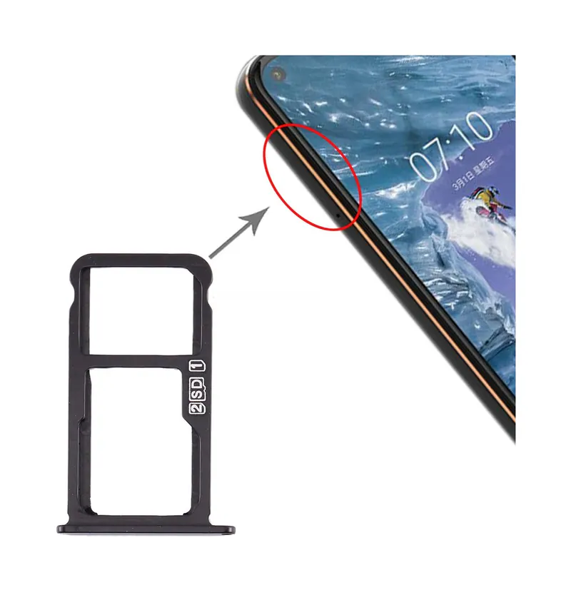 SIM Card Tray + SIM Card Tray / Micro SD Card Tray for Nokia X7 / 8.1 / 7.1 Plus / TA-1131(Black) — image 1
