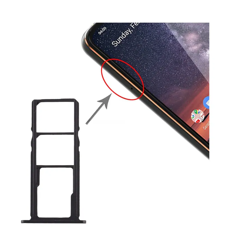 SIM Card Tray + SIM Card Tray + Micro SD Card Tray for Nokia 3.2 TA-1156 TA-1159 TA-1164 (Black) — image 1