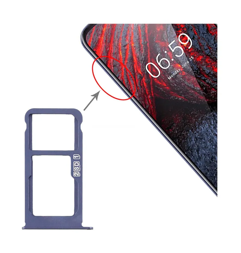 SIM Card Tray + SIM Card Tray / Micro SD Card Tray for Nokia X6 (2018) / TA-1099 / 6.1 Plus (Blue) — image 1