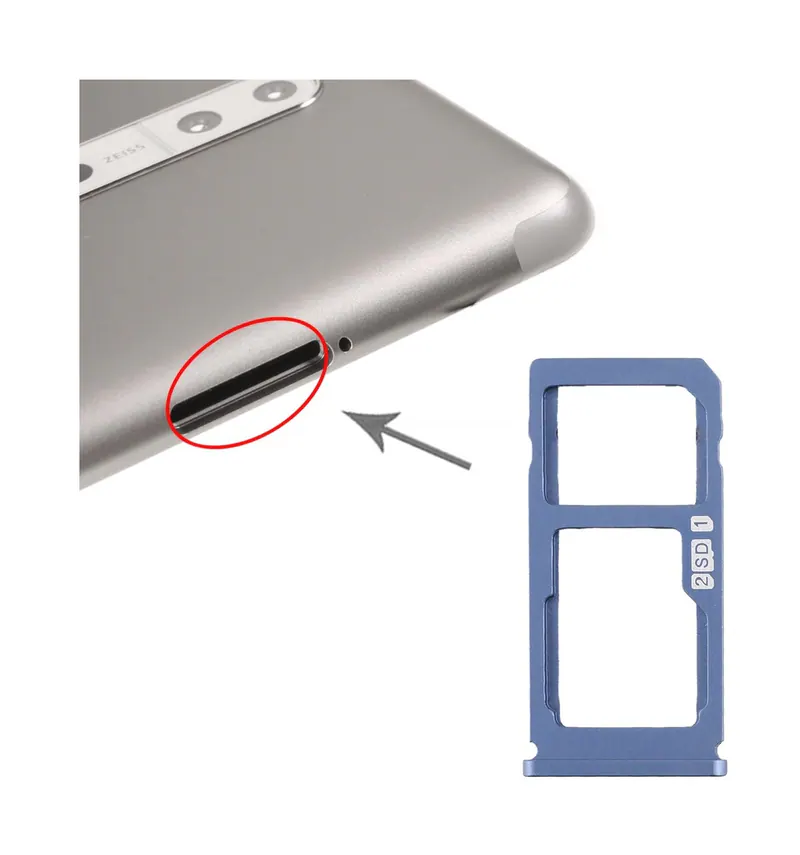 SIM Card Tray + SIM Card Tray / Micro SD Card Tray for Nokia 8 / N8 TA-1012 TA-1004 TA-1052 (Blue) — image 1