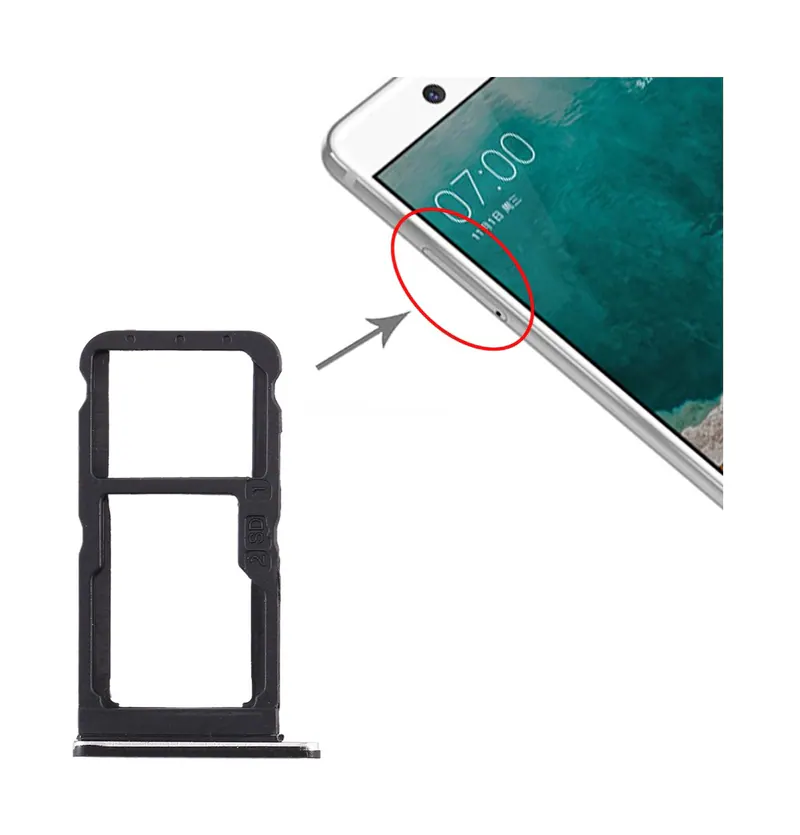 SIM Card Tray + SIM Card Tray / Micro SD Card Tray for Nokia 7 TA-1041 (Black) — image 1