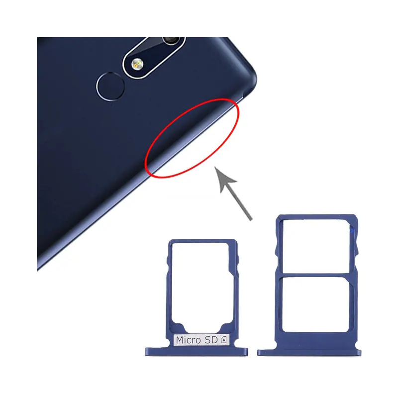 SIM Card Tray + SIM Card Tray + Micro SD Card Tray for Nokia 5.1 TA-1075 (Blue) — image 1