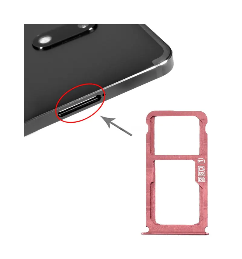 SIM Card Tray + SIM Card Tray / Micro SD Card Tray for Nokia 7 Plus TA-1062 (Purplish Red) — image 1