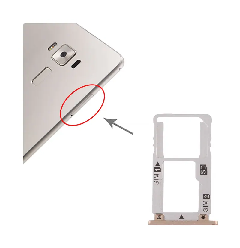 SIM Card Tray + SIM Card Tray / Micro SD Card Tray for Asus Zenfone 3 Deluxe Z016S Z016D ZS570KL(Gold) — image 1