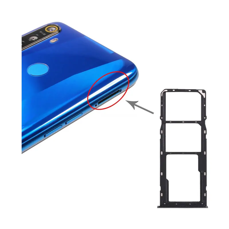 For OPPO Realme 5 SIM Card Tray + SIM Card Tray + Micro SD Card Tray (Black) — image 1
