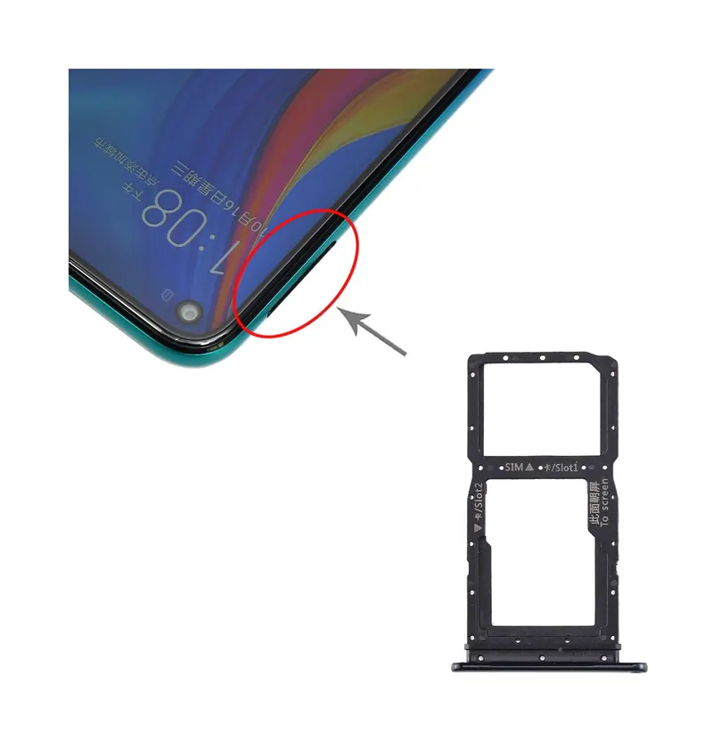 SIM Card Tray + SIM Card Tray / Micro SD Card Tray for Huawei Enjoy 10 Plus (Black) — image 1