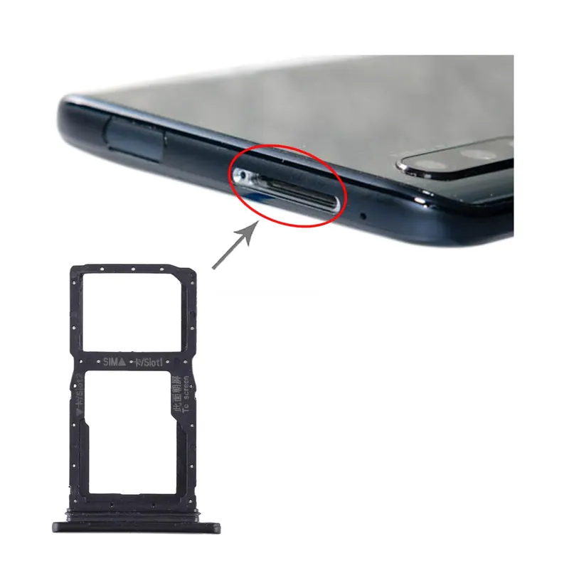 SIM Card Tray + SIM Card Tray / Micro SD Card Tray for Huawei Honor 9X / Honor 9X Pro (Black) — image 1