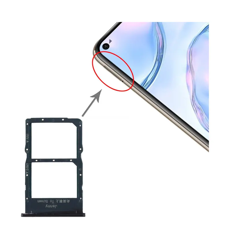 SIM Card Tray + NM Card Tray for Huawei Nova 6 SE (Black) — image 1
