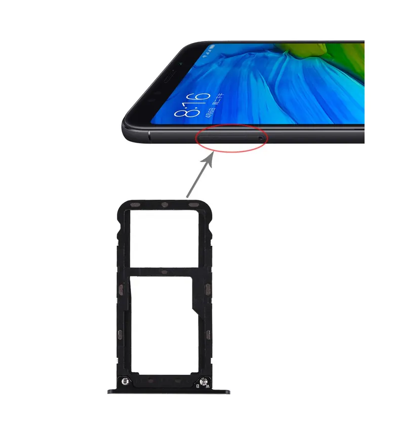 2 SIM Card Tray / Micro SD Card Tray for Xiaomi Redmi 5 Plus(Black) — image 1