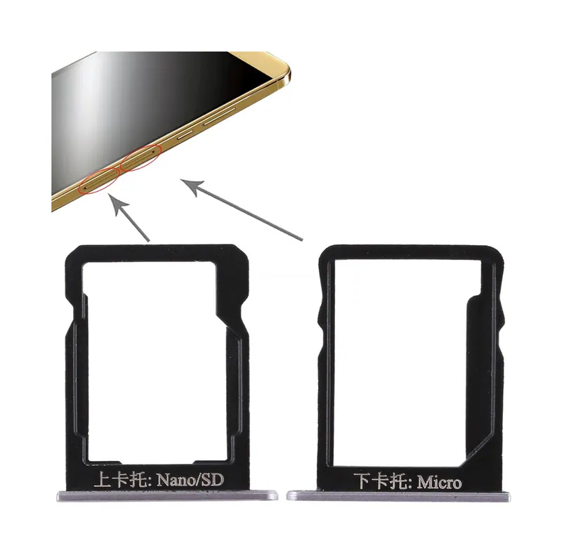 SIM Card Tray + SIM Card Tray / Micro SD Card for Huawei Honor 6 Plus (Grey) — image 1