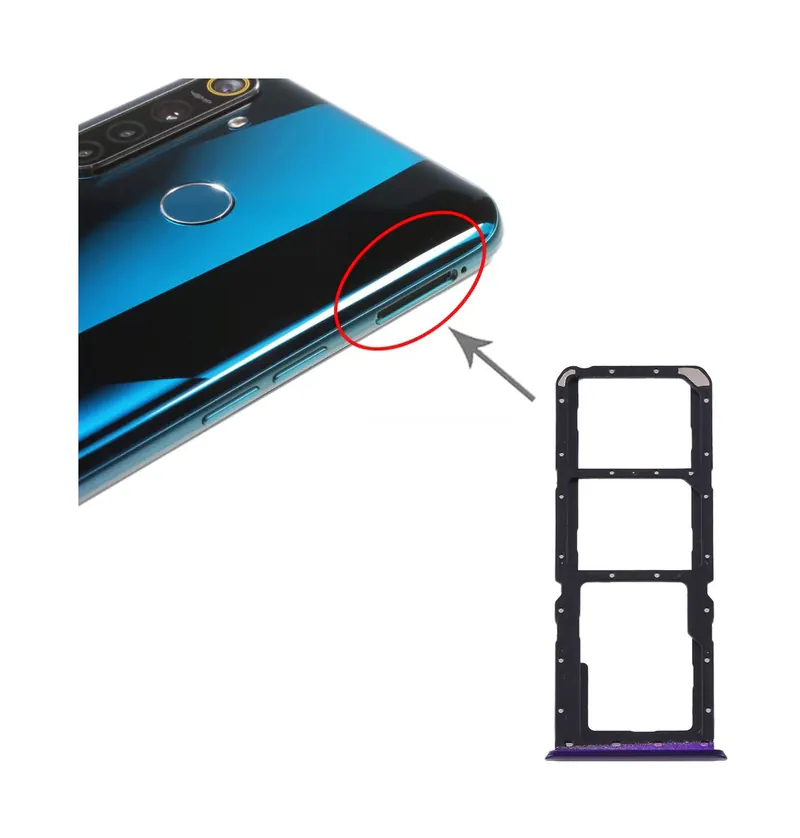 For OPPO Realme 5 Pro / Q SIM Card Tray + SIM Card Tray + Micro SD Card Tray (Purple) — image 1