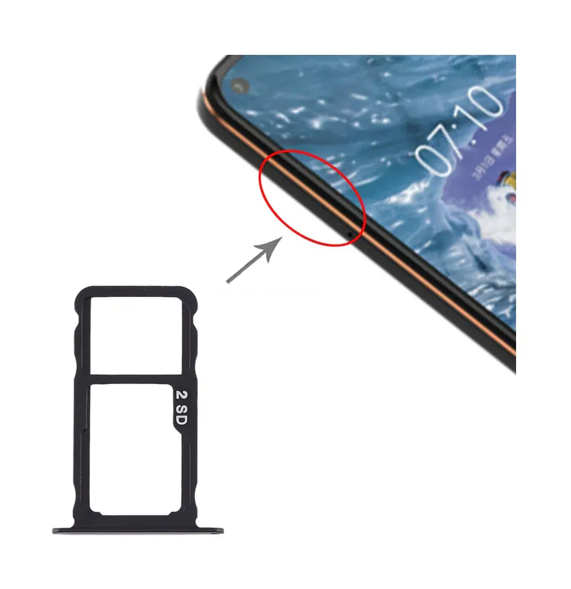 Original SIM Card Tray + SIM Card Tray / Micro SD Card Tray for Nokia X71 / TA-1172 TA-1167 TA-1188(Black) — image 1