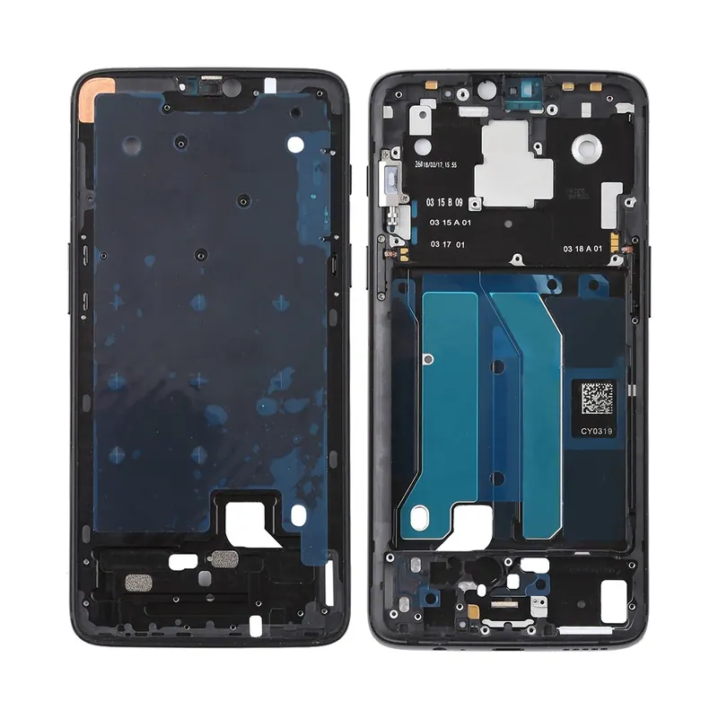For OnePlus 6 Front Housing LCD Frame Bezel Plate with Side Keys (Jet Black) — image 1