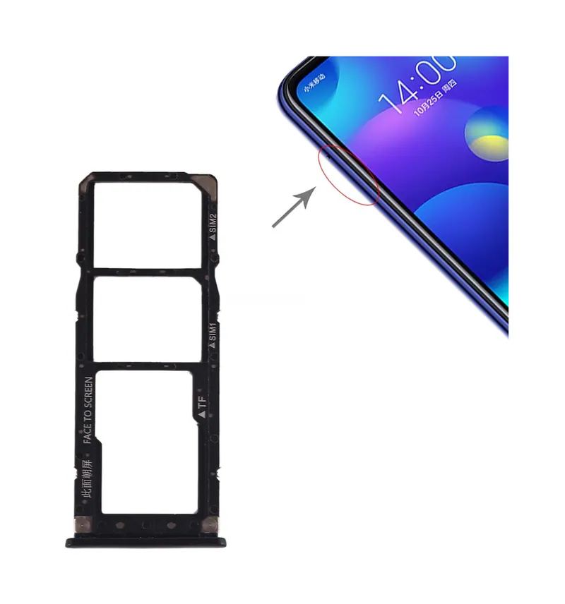 SIM Card Tray + SIM Card Tray + Micro SD Card Tray for Xiaomi Mi Play(Black) — image 1