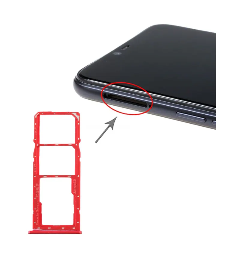 For Realme 2 SIM Card Tray + SIM Card Tray + Micro SD Card Tray (Red) — image 1