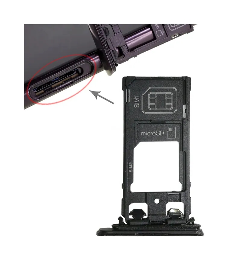 SIM1 Card Tray + SIM2 Card / Micro SD Card Tray for Sony Xperia XZ(Black) — image 1