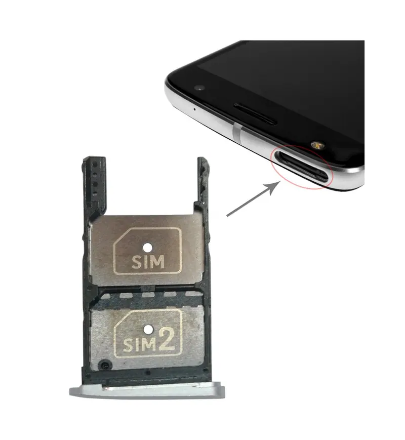 2 SIM Card Tray + Micro SD Card Tray for Motorola Moto Z Play(Silver) — image 1