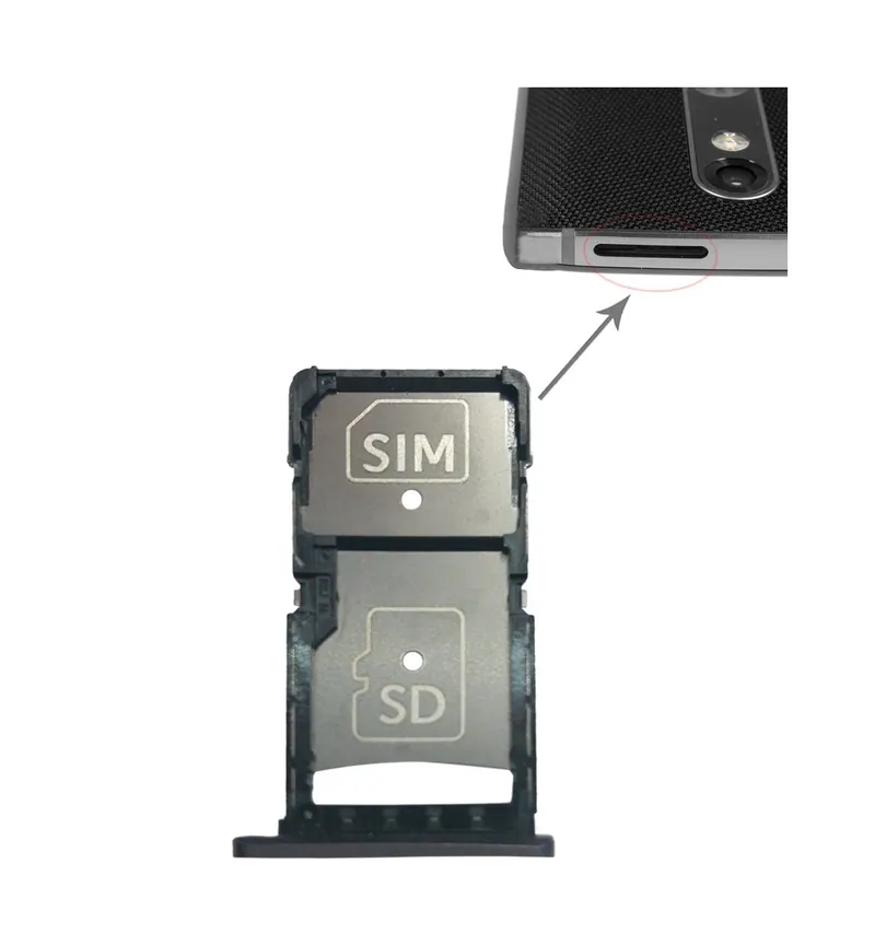 SIM Card Tray + Micro SD Card Tray for Motorola Droid Turbo 2 / XT1585(Grey) — image 1