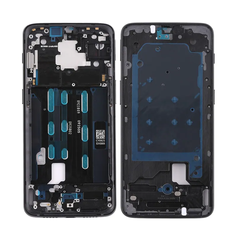 For OnePlus 6T Front Housing LCD Frame Bezel with Side Key (Black) — image 1