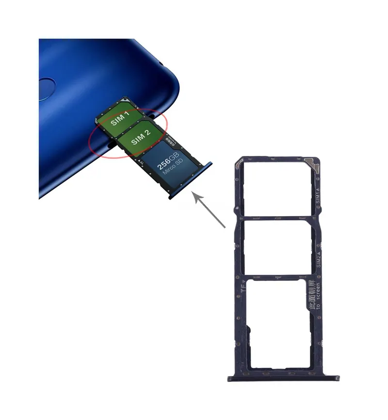 SIM Card Tray + Micro SD Card Tray for Huawei Honor 8C (Blue) — image 1