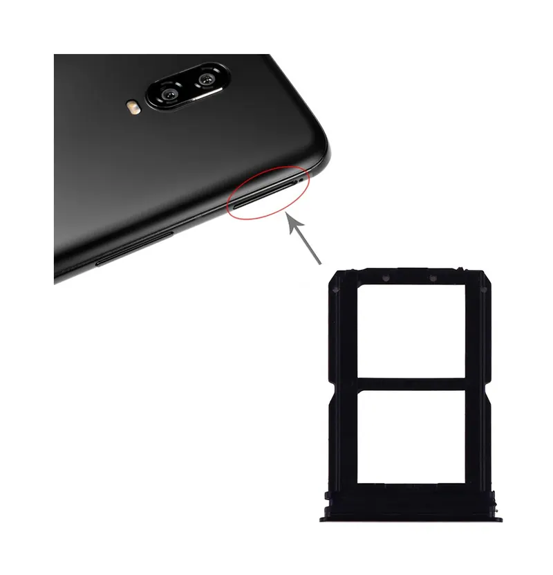 For OnePlus 6T SIM Card Tray + SIM Card Tray (Black) — image 1