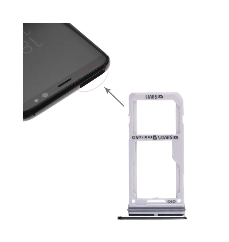 For Galaxy S8 / S8+ 2 SIM Card Tray / Micro SD Card Tray (Black) — image 1