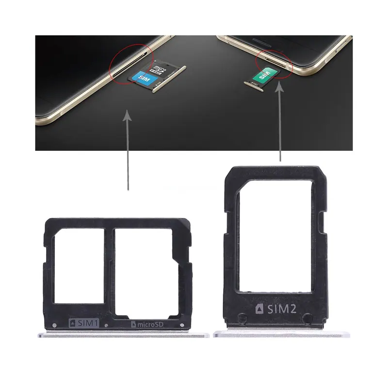 For Galaxy A5108 / A7108 2 SIM Card Tray + Micro SD Card Tray (White) — image 1