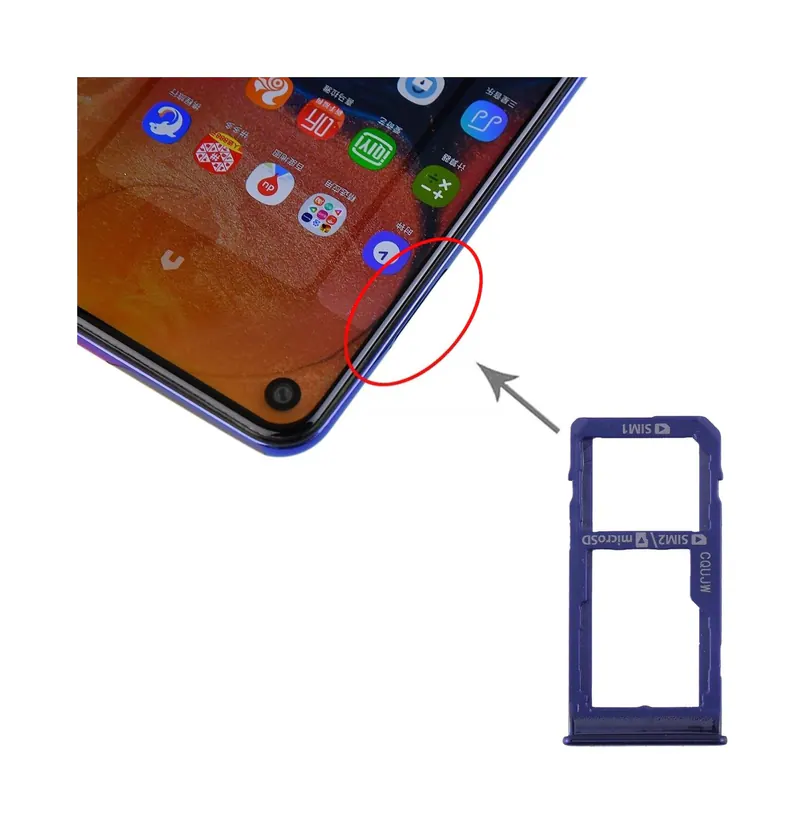 For Samsung Galaxy A60 SIM Card Tray + SIM Card Tray / Micro SD Card Tray (Blue) — image 1