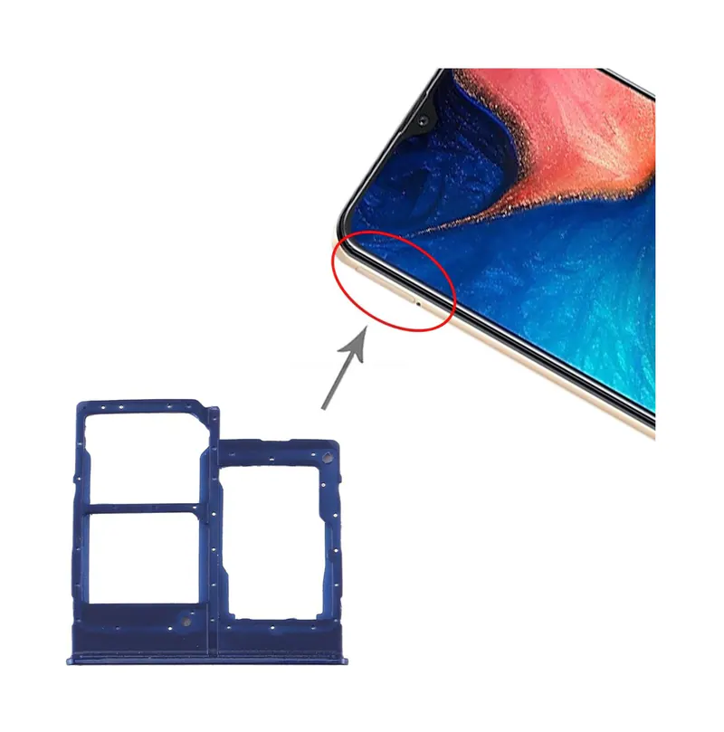 For Samsung Galaxy A20e SIM Card Tray + SIM Card Tray + Micro SD Card Tray (Blue) — image 1
