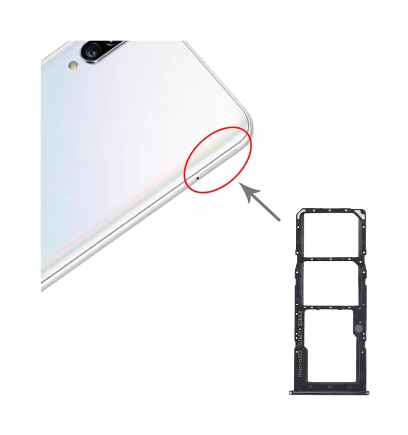 For Samsung Galaxy A30s SIM Card Tray + SIM Card Tray + Micro SD Card Tray (Black) — image 1