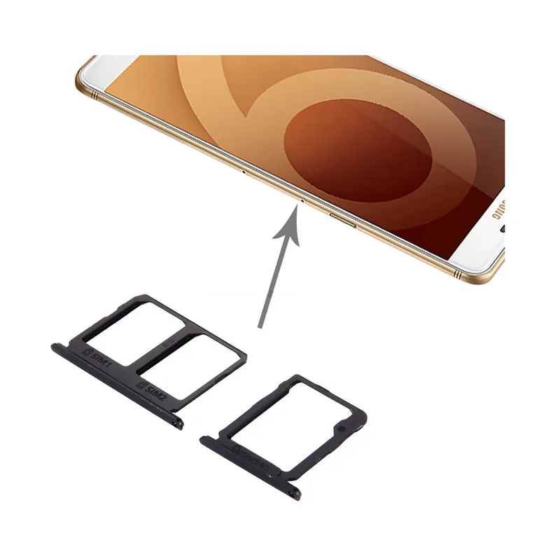 For Galaxy C9 Pro / C9000 SIM Card Tray + Micro SD Card Tray (Black) — image 1