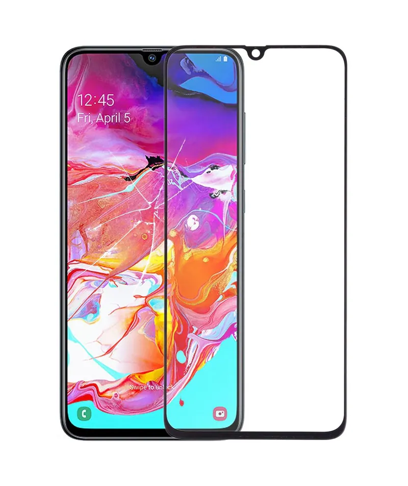 For Galaxy A70 Front Screen Outer Glass Lens (Black) — image 1