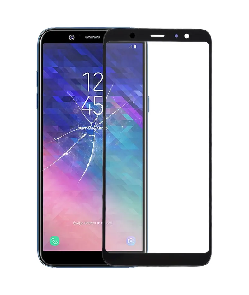 For Galaxy A6+ (2018) / A605 Front Screen Outer Glass Lens (Black) — image 1