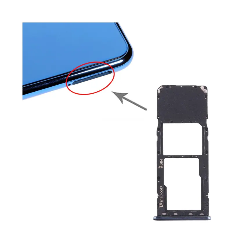 For Galaxy A7 (2018) / A750F SIM Card Tray + Micro SD Card Tray (Black) — image 1