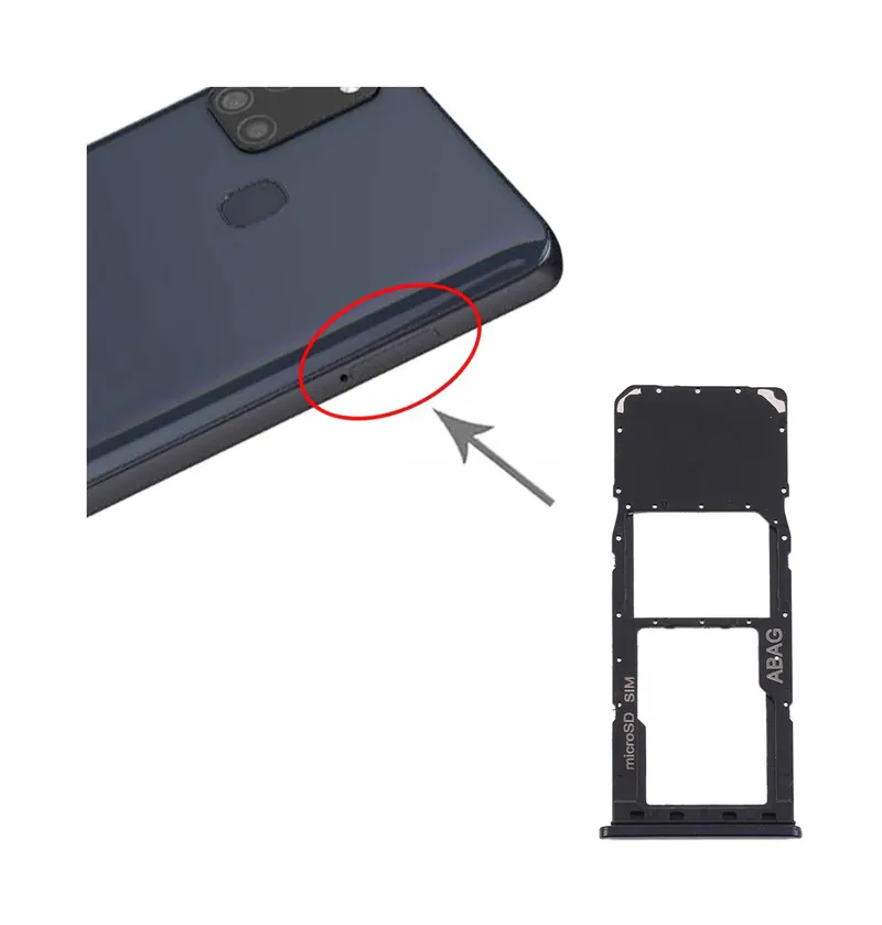 For Samsung Galaxy A21s SIM Card Tray + Micro SD Card Tray (Black) — image 1
