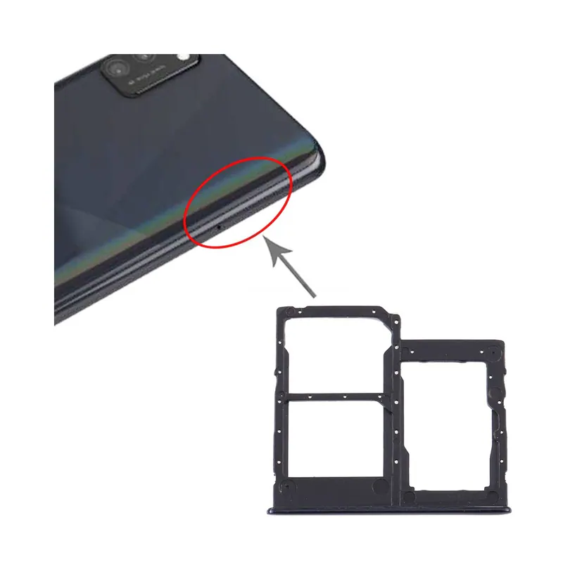 For Samsung Galaxy A41 / A415 SIM Card Tray + SIM Card Tray + Micro SD Card Tray (Black) — image 1
