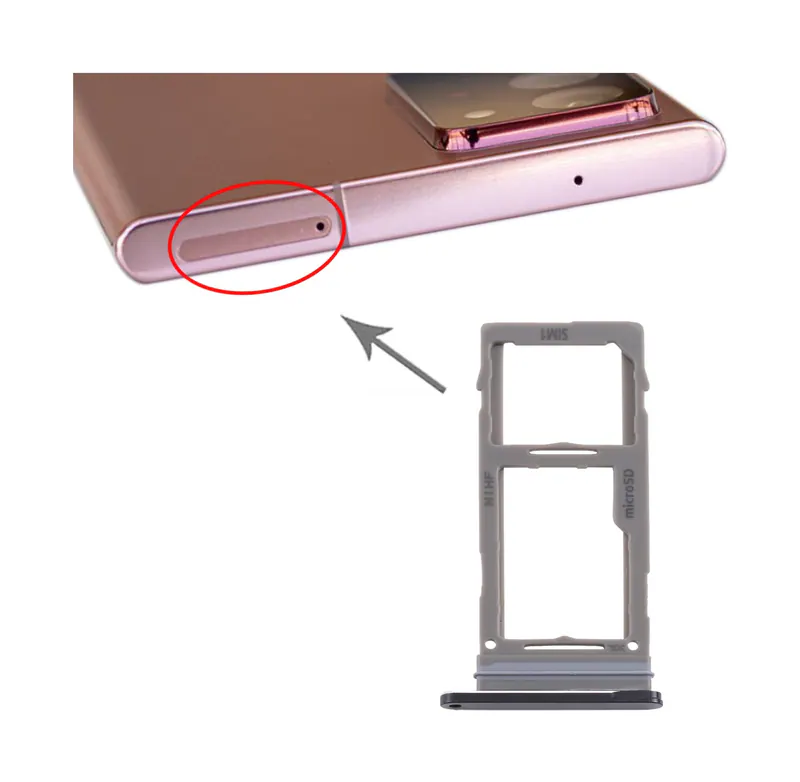 For Samsung Galaxy Note20 Ultra SIM Card Tray + Micro SD Card Tray (Black) — image 1